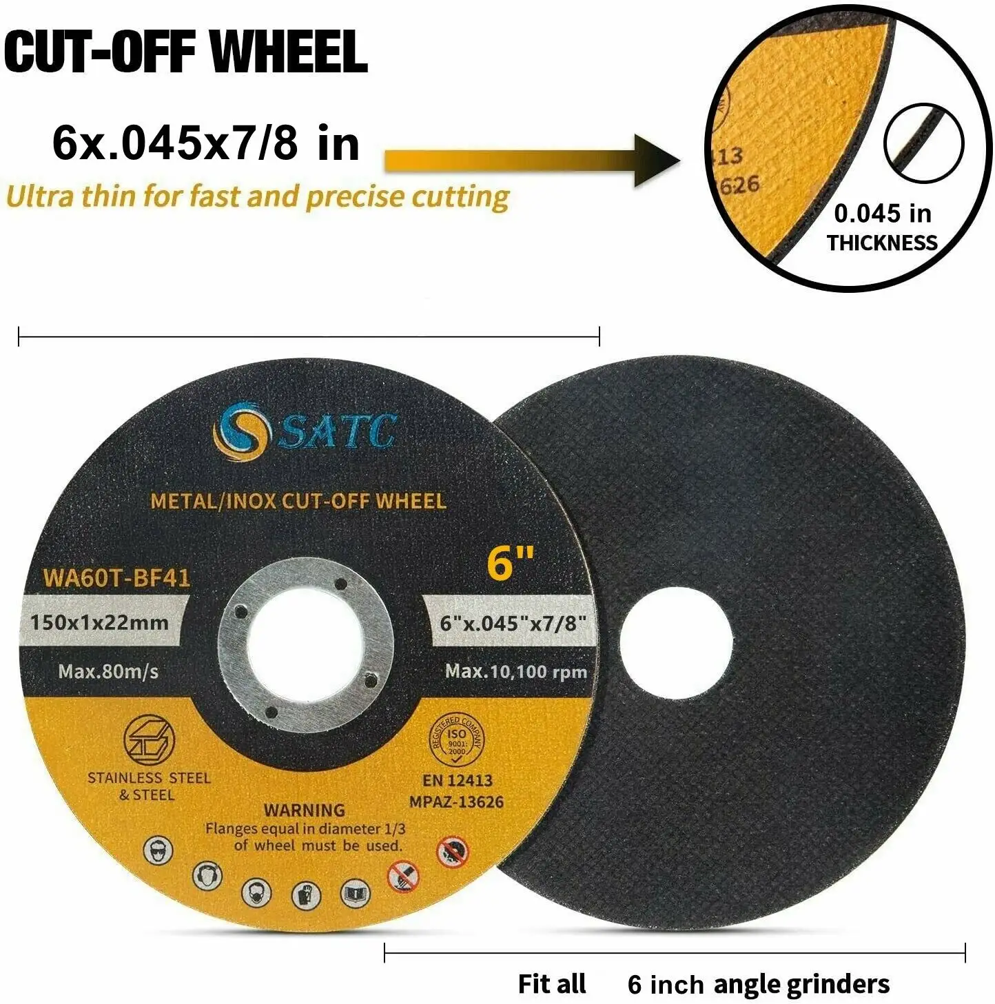 Amerika Serikat Gudang Pengiriman Dalam Waktu 24H 25 Pack Memotong Roda 6 X.045x7/8 "Metal Cutting Disc