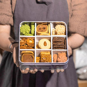Fancy Square Metal Containers Biscuit Container Cookies Tin Box
