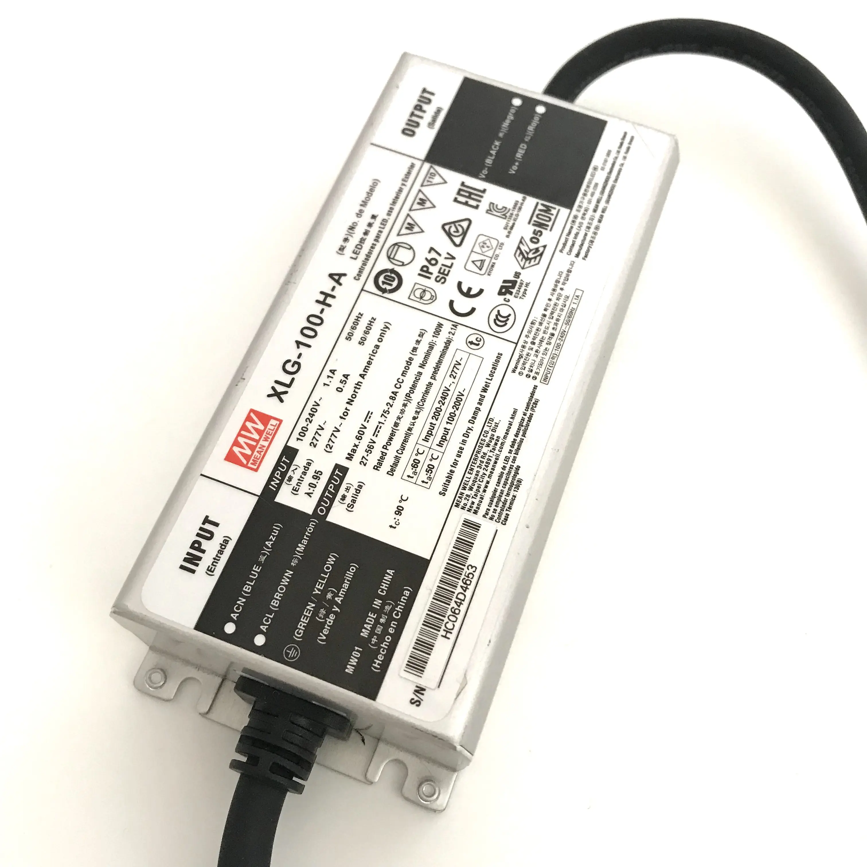 MEAN WELL XLG-100-H-A 100w Constant Current 36V 48V Led Driver