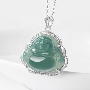 Pendentif Bouddha en jade naturel du Myanmar, incrusté d'argent S925, accessoires de mode pour femmes, avec certificat d'évaluation D127 - Product Image 3