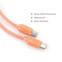 Nouveau câble USB C vers USB C transparent en cristal de glace tressé, PD 65W, câble de charge rapide et de transfert de données pour iPhone 15 16 Pro Max, téléphones de type C