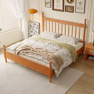 Solid Wood Windsor Bed 1.2M Single Platform Bed For Small Apartments Bedroom Furniture <b>Pine</b> Wood Style - Product Image 1