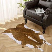 Hochwertiger Teppich mit Imitat-Rindsledermuster aus Kristallvelours, Bedruckter Teppich für Schlafzimmer und Wohnzimmer, Westliche Dekoration