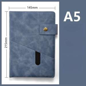 Carnet en cuir personnalisé avec logo, bouton-pression, plusieurs couleurs, A5, couverture rigide, avec emplacement pour cartes, boucle pour stylo, pour réunions de bureau - Product Image 5