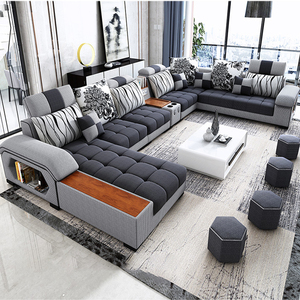 Elegante Divano Contemporaneo per Soggiorno con Struttura in Legno, 5 Posti, Chaise Longue in Tessuto, <span class=keywords><strong>Poltrona</strong></span> Letto a L, Divani in Legno con - Product Image 3