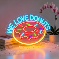 Enseigne néon personnalisée en forme de beignet, lampe murale LED colorée en forme de beignet pour boulangerie, café, décoration murale de magasin alimentaire
