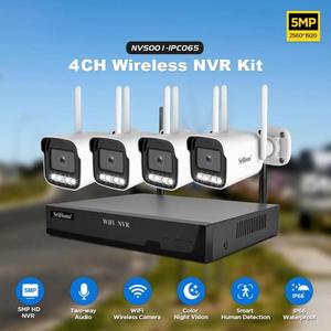 SriHome 5MP WiFi NVR 키트 4CH 4PCS IP 카메라 무선 <span class=keywords><strong>CCTV</strong></span> 시스템 야간 투시경 야외 보안 감시 키트 플러그 앤 플레이 - Product Image 1