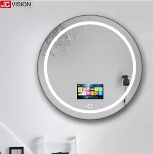 JCVision 13.3 pollici rotondi | Cerchio magico specchio display pubblicitario per Hotel di lusso, Villa bagno, sensore di movimento della toilette