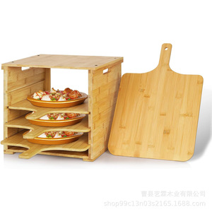 Support à pizza en bambou à 4 niveaux pour ranger les ustensiles de cuisson au four, accessoires de cuisine - Product Image 5