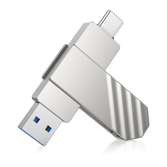 DDKSPARK U600 64GB 128GB 256GB USB3.2 Type-C Metal Solid State Flash Drive 450MB/s Dual USB C Flash Drive Swivel Thumb Drive Pen