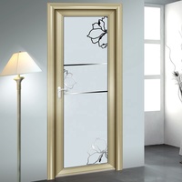 Modèle de Porte de Salle de Bain en Aluminium, Alliage d'Aluminium, Battante, en Verre Trempé