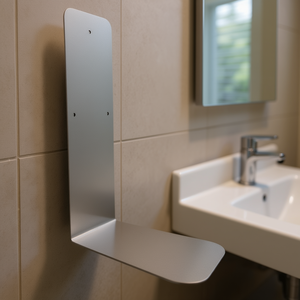 Supporto a parete a forma di L in metallo per accessori da bagno, design minimalista in acciaio - Product Image 3