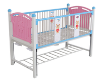 Lit manuel d'hôpital pour enfants BesClaireMed, à deux manivelles, avec repose-jambes réglable, plateau repas, en métal, Classe II, garantie 1 an