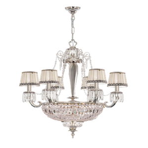 Asfour stile contemporaneo lampadario a doppio livello moderno finitura nichel con Base in vetro LED e interruttore di controllo luci del soffitto - Product Image 1