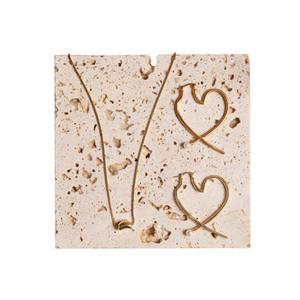 High-End di rame puro orecchino Rack gioielli espositore Set giallo travertino <span class=keywords><strong>Display</strong></span> di sostegno in argento gioielli gioielli contenitore - Product Image 5