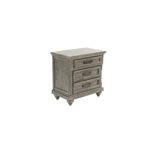 Table de chevet contemporaine en chêne gris avec rangement, placage chêne, meuble de chambre à coucher - Product Image 4