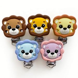 Wholesale <b>Custom</b> BPA Free Food Grade Soft Toy Non-Toxic Cartoon Lion Animal Silicone Baby Teething <b>Pacifier</b> Clip EN71/CPSIA/AU - Product Image 1
