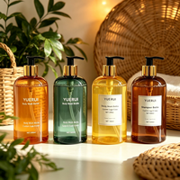 Bouteilles de shampoing avec pompe dorée 500ml PET, impression UV personnalisée, bouteille de gel douche, gel lavant pour le corps, emballage de savon liquide