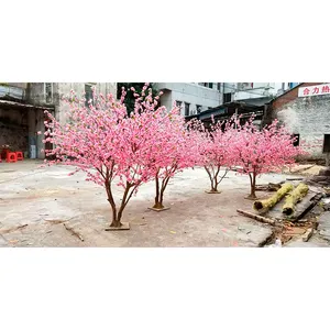 정원 쇼핑몰 장식용 7ft 키가 큰 시뮬레이션 나무 도매 인공 복숭아 꽃 나무