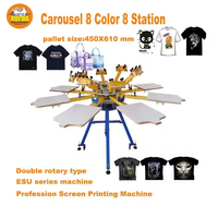 Máquina de Serigrafía Ovalada Ruida OEM/ODM, Precio de Fábrica, 8 Colores, 8 Estaciones, Impresora Manual de Serigrafía para Camisetas