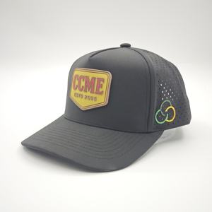 Gorras de Béisbol de 5 Paneles de PVC y Goma con Parche de Dobby Dot/Logotipo de Fruta, Personalizadas con Corte Láser, Perforadas, Impermeables, para Deportes de Alto Rendimiento y Golf - Product Image 3