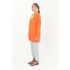 Túnica Básica con Estampado Floral Naranja para Mujer Puane, Blusa Cómoda para Uso Diario con Elegante Diseño de Flores - Product Image 2