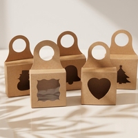 Boîte cadeau de Noël en kraft avec fenêtre, motifs cœur, bonhomme de neige, cloche, sapin, forme festonnée, poignée de transport, emballage pour fêtes de fin d'année, vente en gros, direct usine