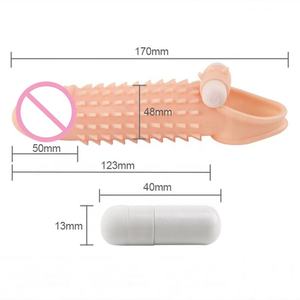 Uso del sesso dell'estensione del preservativo del pene vibrante realistico riutilizzabile - Product Image 2