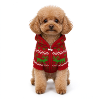 Pull à capuche de Noël pour chien, motif renne, vêtements tricotés pour animaux de compagnie, costume chaud d'hiver doublé polaire pour chiot
