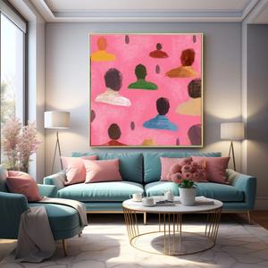 Art mural 3D, grande peinture à l'huile abstraite rose peinte à la main, art mural moderne en acrylique sur toile pour la décoration moderne de la maison et de la galerie - Product Image 2