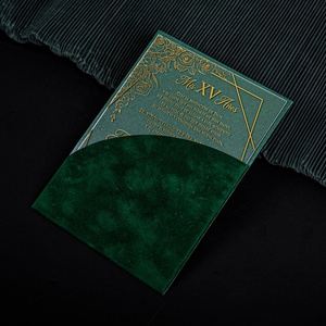 <span class=keywords><strong>2025</strong></span> thiết kế mới vàng dập màu xanh lá cây sinh nhật lời mời đám cưới Nhung Phong bì với thẻ Acrylic - Product Image 6