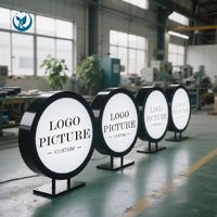 Boîte à lumière murale rotative à double face avec Led de forme ronde Boîtes à lumière publicitaires d'extérieur Signes pour les entreprises