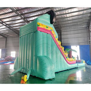 Toboggan aquatique gonflable géant en PVC de qualité commerciale avec palmiers et piscine amovible, parfait pour les vacances à la plage - Product Image 6