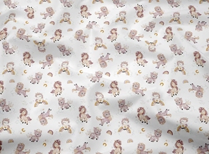 Tessuto 100% Cotone Stampato con Stampa Digitale <span class=keywords><strong>Unicorno</strong></span> per Pigiami da <span class=keywords><strong>Bambina</strong></span> - Product Image 2