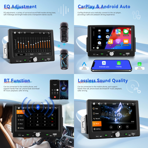 Podofo <span class=keywords><strong>7</strong></span> pouces autoradio simple DIN, autoradio, Carplay, Android Auto, écran Incell, lecteur MP5 de voiture, égaliseur, BT, DVR, USB, vente en gros - Product Image 2