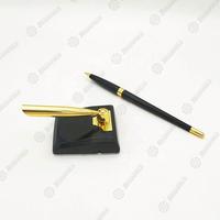 Stylo de table en métal de luxe, stylo de bureau avec anneau central brillant, support carré pour patron
