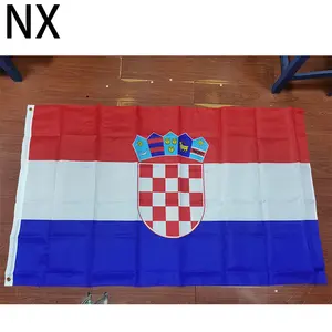 Bendera luar ruangan warna merah putih biru bahan poliester Harga Murah Negara Kroasia dengan Nx