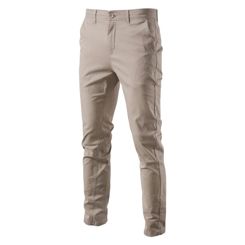 2025 New Lt Classic Office Button Zipper Business Solid Color Versatile Trousers Slim Fit Straight Cotton Men's Pants Chino