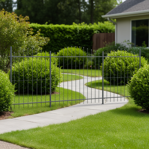 Set di 8 Recinzioni da Giardino in Acciaio Verniciato a Polvere Grigio 66,93 X 64,96 Pollici con Piastra Decorativa - Product Image 2