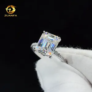 Ready Shipping Pass Diamond Test 5ct Emerald 925 Silver Moissanite Wedding Engagement Ring Ice Out Eternity Ring