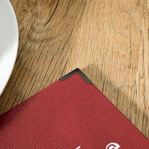 Cubierta de Menú de Cuero para Restaurante, Color Rojo, Tamaño A4, con Logotipo Personalizado, Porta Menús - Product Image 6