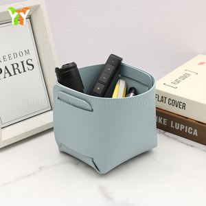 Pu Leather Pencil <b>Holder</b> Organizer Remote <b>Control</b> Storage Box Desktop Makeup Brush Tray - Product Image 3