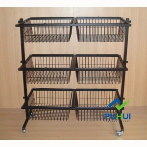 Giá Để Sàn Di Động 3 Tầng Giá Trưng Bày Giỏ Dây Thép Có Thể Điều Chỉnh Hàng Hóa Khuyến Mãi Tại Cửa Hàng - Product Image 1