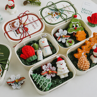 Ensemble de bougies de Noël en cire de soja, en forme d'alien, parfum lavande, faites à la main, aromathérapie, boîte en étain, décoration de maison pour les fêtes, cadeau de fête, OEM