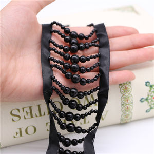 Pemasok Pabrik Manik-manik Bordir Pita Satin Buatan Tangan Jumbai Renda Potong Renda dengan Manik-manik Tepi Renda Trim - Product Image 5