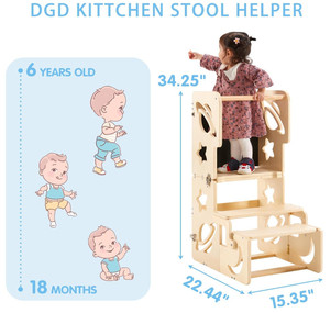 Meilleure vente tour d'apprentissage en bois Montessori pliable pour enfants tour debout pour tout-petit pour salle de bain et comptoir de cuisine - Product Image 3