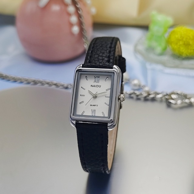 New Arrival NAIDU Fashion Women's Watch Ladies' Leather Strap Rectangle Alloy Simple Casual Student Exam Artistic High-End Feel