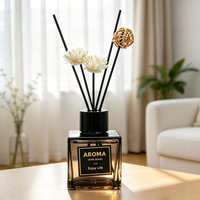 Diffuseur de parfum en bâton avec logo promotionnel, désodorisant d'ambiance 50 ml, longue durée, sans alcool, arôme floral ambré, avec décoration florale