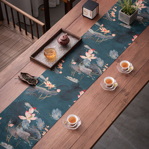 Alfombrilla de té Zen china de doble cara, de gasa perfumada, aislante del calor, impermeable, rectangular, para mesa de té, almohadilla para café - Product Image 2