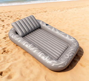 Grand matelas gonflable de piscine pour bronzer, SPA solaire, double flotteur de piscine pour adultes avec oreiller, matelas d'eau en <span class=keywords><strong>PVC</strong></span> avec porte-gobelet - Product Image 4
